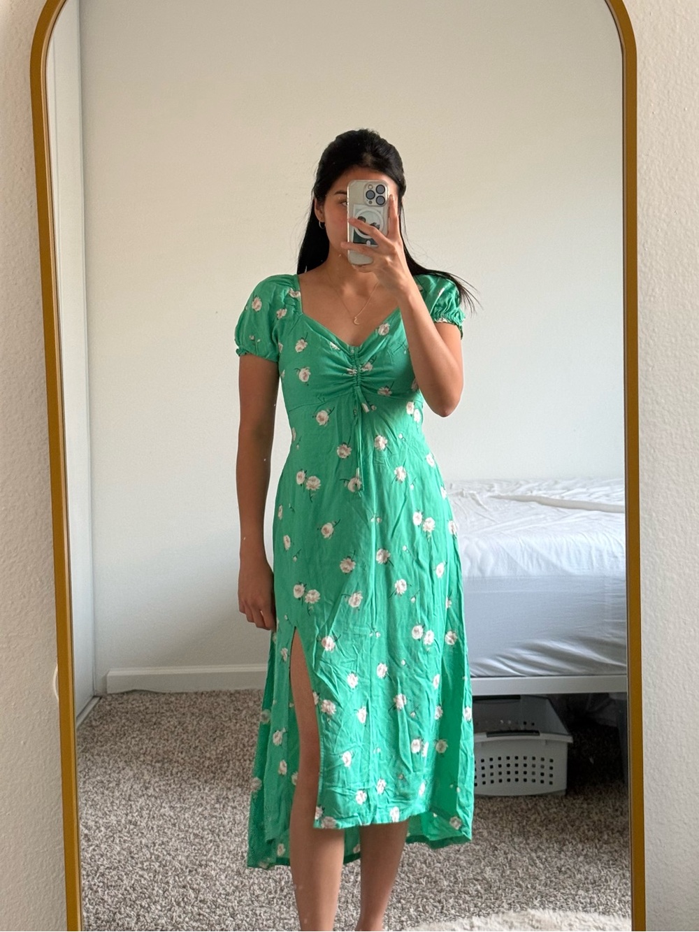 Hollister Green Floral Midi Dress